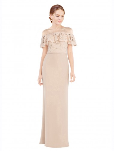 Wholesale Off the Shoulder Sleeves Sheath Chiffon Prom Dress