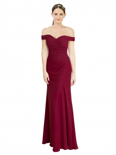 Wholesale Off the Shoulder Long Chiffon Prom Dress with Pleats