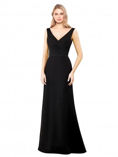 Wholesale V-Neckline Chiffon Prom Dress with Draped Bodice
