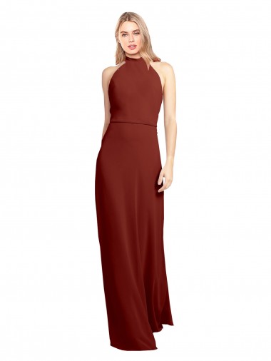 Wholesale Slim High Neck Halter Fitted Open Back Chiffon Prom Dress