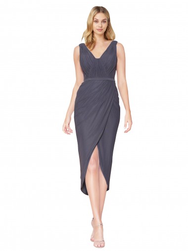Wholesale High Low V-Neck Chiffon Mermaid Wrap Prom Dress