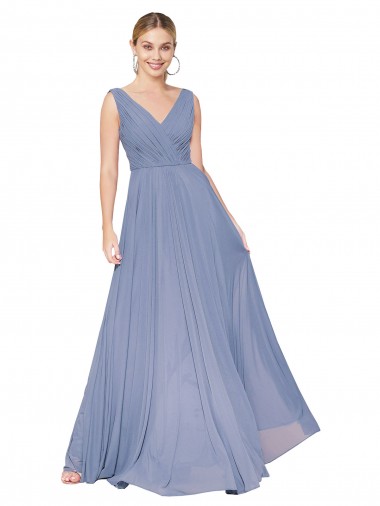 Wholesale Floor Length High Neck V-Back Chiffon Prom Dress