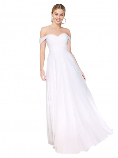 Wholesale Off the Shoulder Long Full Length Chiffon Prom Dress