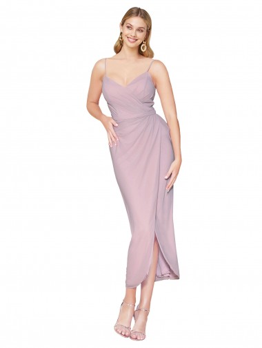 Wholesale Short Knee Length Chiffon Wrap Cocktail Prom Dress / Homecoming Dress with Straps