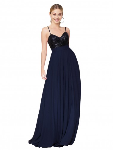 Wholesale Sweetheart High Neck Sequin Top Long Chiffon Prom Dress