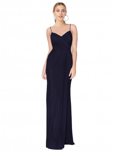 Wholesale Draped Spaghetti Straps Long Chiffon Mermaid Prom Dress