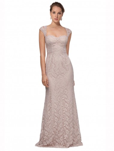 Wholesale Sweetheart Neckline Cap Sleeves Lace Prom Dress with Twist