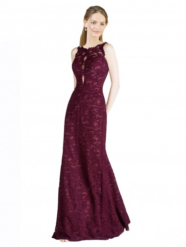 Wholesale Long Lace Prom Dress with Peekaboo Bodice and Keyhole Back