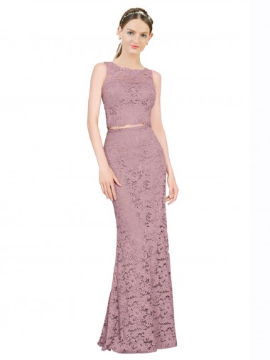 Wholesale Sleeveless Crop Top High Neck Mermaid Lace Prom Dress