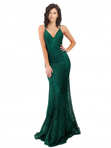 Wholesale Black Tie Sleek Fishtail Shaped Long Lace Prom Dress