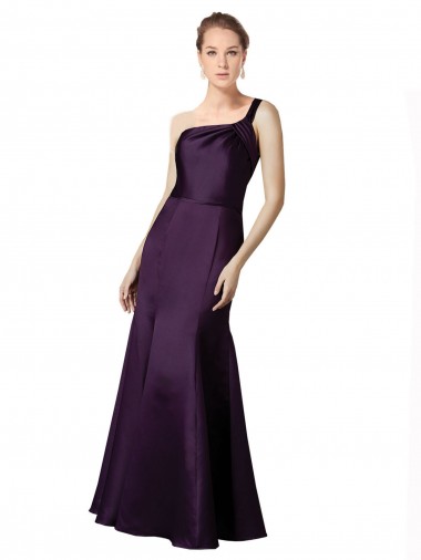 Wholesale Long Ruched Neckline One Shoulder Satin Prom Dress