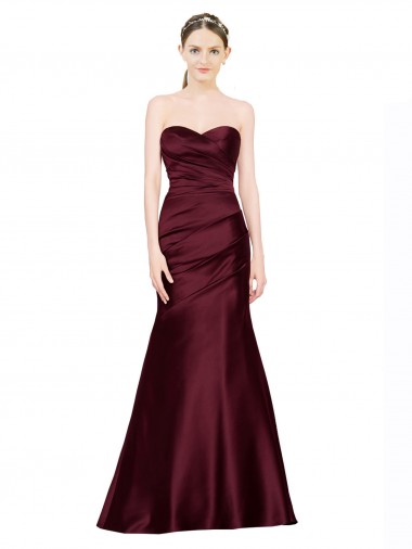 Wholesale Mermaid Sweetheart Soft Satin Prom Dress with Pleats