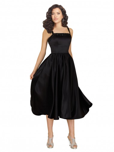 Wholesale Short Square Neck Satin Cocktail Prom Dress / Homecoming Dress with Beading