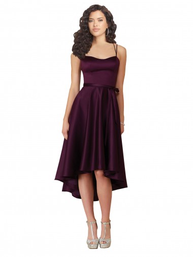Wholesale Elegant High Low Satin Prom Dress with Criss Cross Back