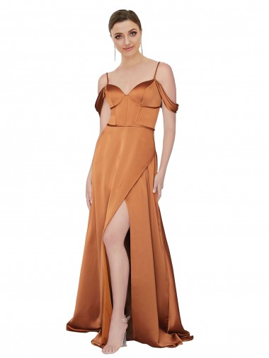Wholesale Silky Satin Prom Dress with Bustier Bodice
