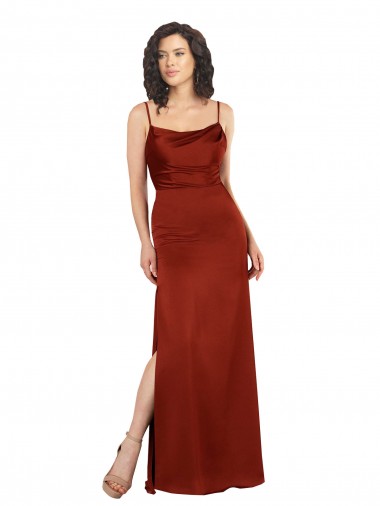 Wholesale Floor-Length Silky Satin Prom Dress with Skirt Slit