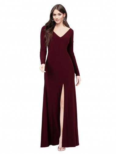 Wholesale Long Sleeves Spandex Prom Dress with Front Slit