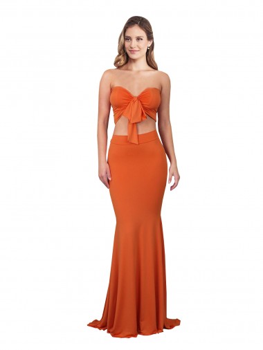 Wholesale Strapless Bandeau Bodice Long Spandex Prom Dress