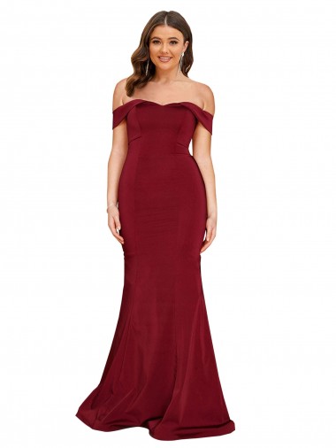 Wholesale Off Shoulder Sleeves Sweetheart Neckline Long Spandex Prom Dress