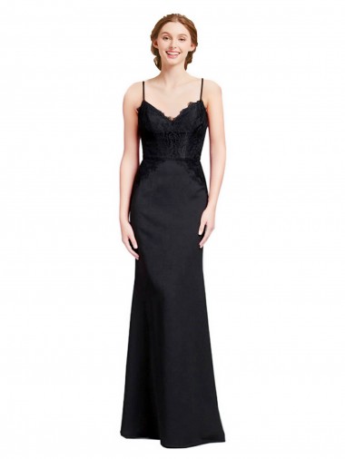 Wholesale Long Chiffon Prom Dress with Lace Bodice and Curved V-Neckline