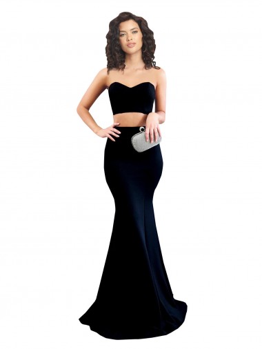 Wholesale Two Piece High Neck Crepe Prom Dress