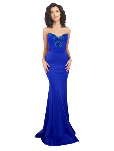 Wholesale Sweetheart Flower Neckline High Neck Crepe Prom Dress