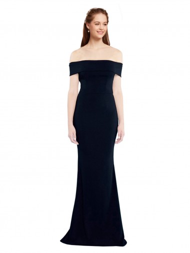 Wholesale Off the Shoulder Fitted Crepe Prom Dress with Back Cut Out