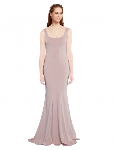 Wholesale Sleeveless Scoop Neck Fully Lined Crepe Prom Dress