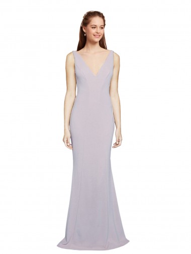 Wholesale Cut-Out Back V-Neckline Mermaid Crepe Prom Dress Keyhole Back