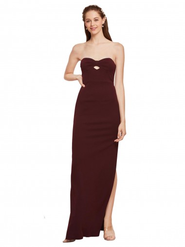 Wholesale Twisted Strapless Keyhole Long Crepe Prom Dress with Slit