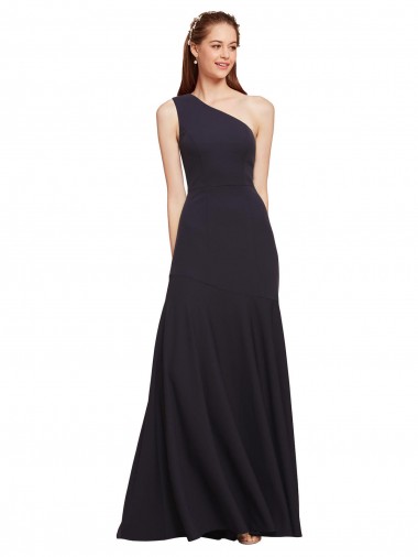 Wholesale Fit and Flare Crepe Prom Dress with One Shoulder