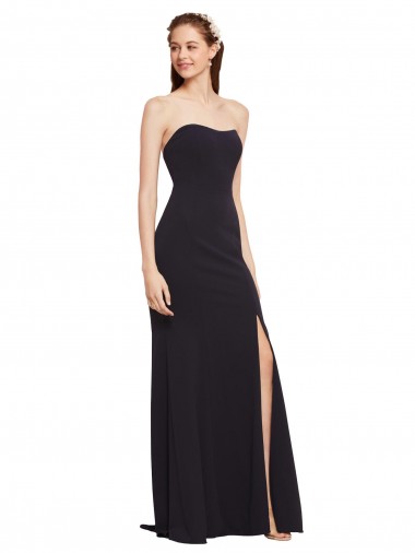 Wholesale Strapless Bodycon Long Crepe Prom Dress with High Slit