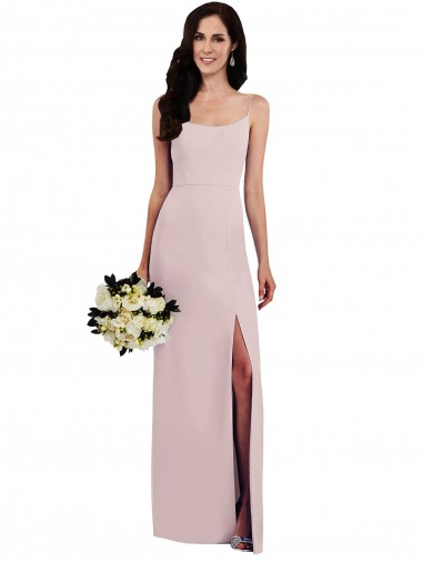 Wholesale Spaghetti Strap V Back Crepe Prom Dress with Front Slit