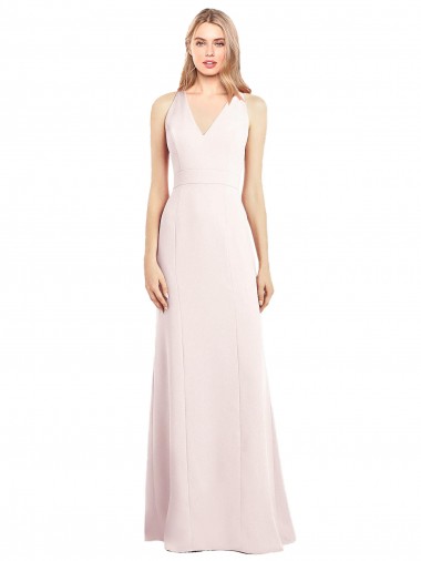 Wholesale V-Neck Keyhole Back Crepe Trumpet Prom Dress