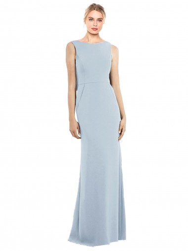 Wholesale Draped Backless Crepe Prom Dress with Pockets
