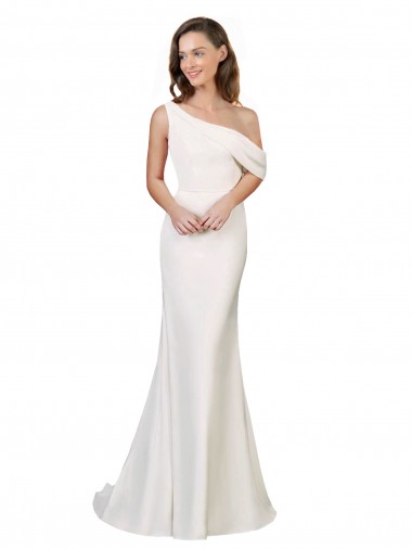 Wholesale One Shoulder Crepe Prom Dress with Draped Off the Shoulder Strap