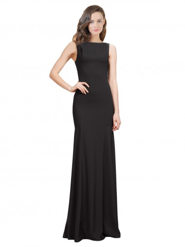 Wholesale Sleeveless Bateau Neckline Crepe Prom Dress with Twist Back