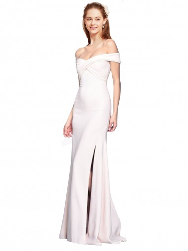 Wholesale Criss Cross Off the Shoulder Crepe Prom Dress with Side Slit