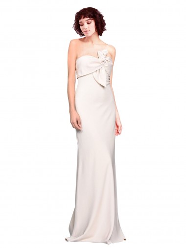 Wholesale Strapless Crepe Fitted Prom Dress with Twist Bow