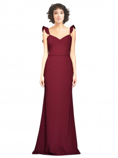 Wholesale Crepe Slip Prom Dress with Ruffled Straps