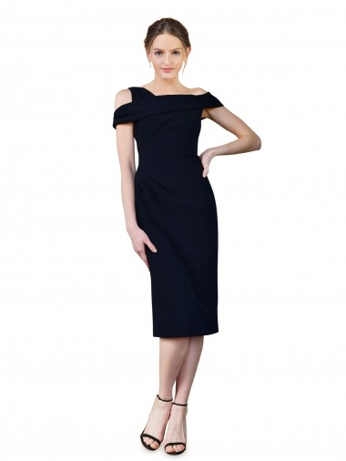 Wholesale Draped Cross Shoulder Stretch Crepe Cocktail Prom Dress / Homecoming Dress