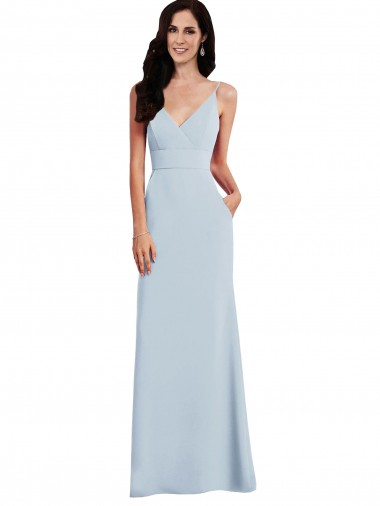 Wholesale V Back Spaghetti Strap Maxi Prom Dress with Pockets