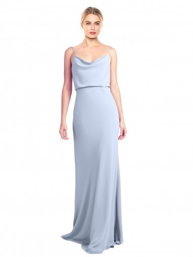 Wholesale Feminine Cowl Neck Slim Floor Length Stretch Crepe Prom Dress