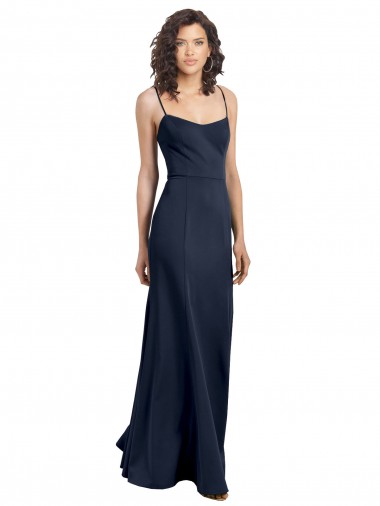 Wholesale Fit and Flare Scoop Neck Long Sleeveless Stretch Crepe Prom Dress