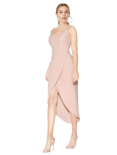 Wholesale Short Knee Length Crepe Cocktail Dress / Prom Dress