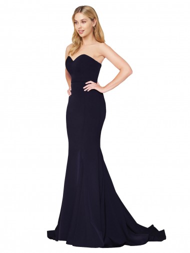 Wholesale Sweetheart High Neck Sweep Train Sleeveless Crepe Prom Dress