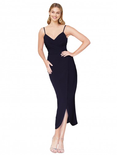 Wholesale High Neck Spaghetti Straps Crepe Short Wrap Cocktail Prom Dress / Homecoming Dress