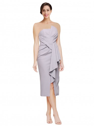 Wholesale Short Strapless Crepe Cocktail Prom Dress / Homecoming Dress with Ruffles