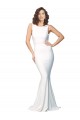 High Neck Low V-Back Long Crepe Prom Dress