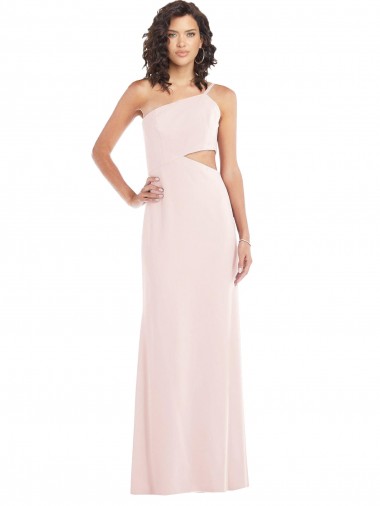 Wholesale Flirty One Shoulder Midriff Cutout Maxi Crepe Prom Dress
